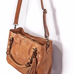 IKKS "Neo Artist" Tan Leather Crossbody Handbag (Rare!)